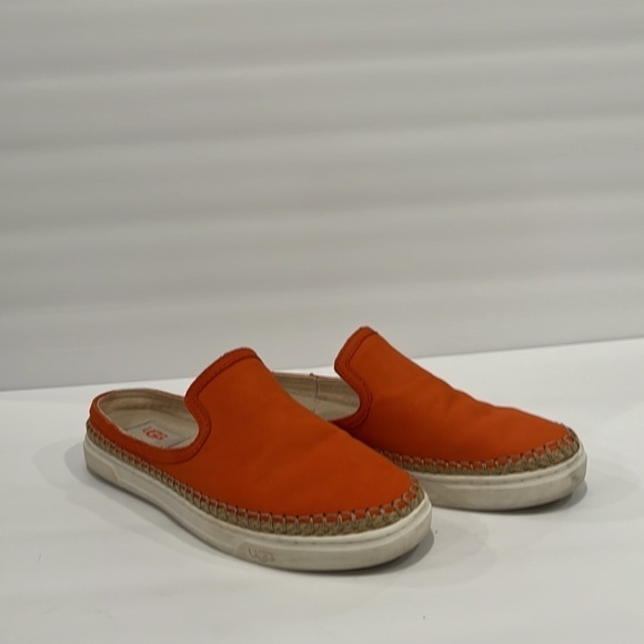 UGG Caleel slide mule sneakers slip-on orange leather espadrille shoe leather 8 - Picture 1 of 8
